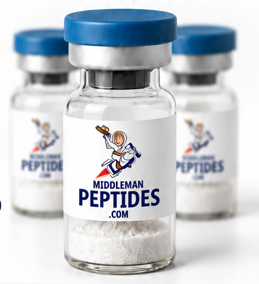 Middle Man Peptides vials from the supplied promotional artwork